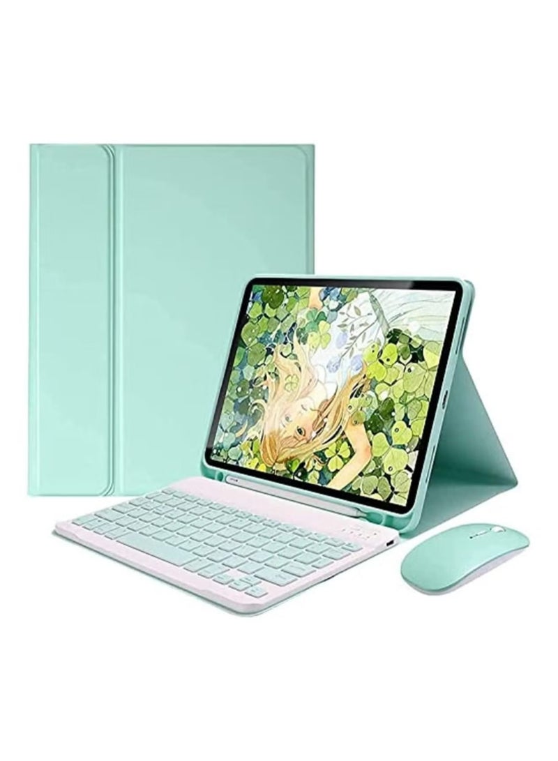 Bilingual Keyboard Case For Samsung Galaxy Tab A8 10.5 inch (X200/X205) Tablet, Detachable Wireless Keyboard Pen Holder Ultra-Thin Leather Smart Case With Mouse